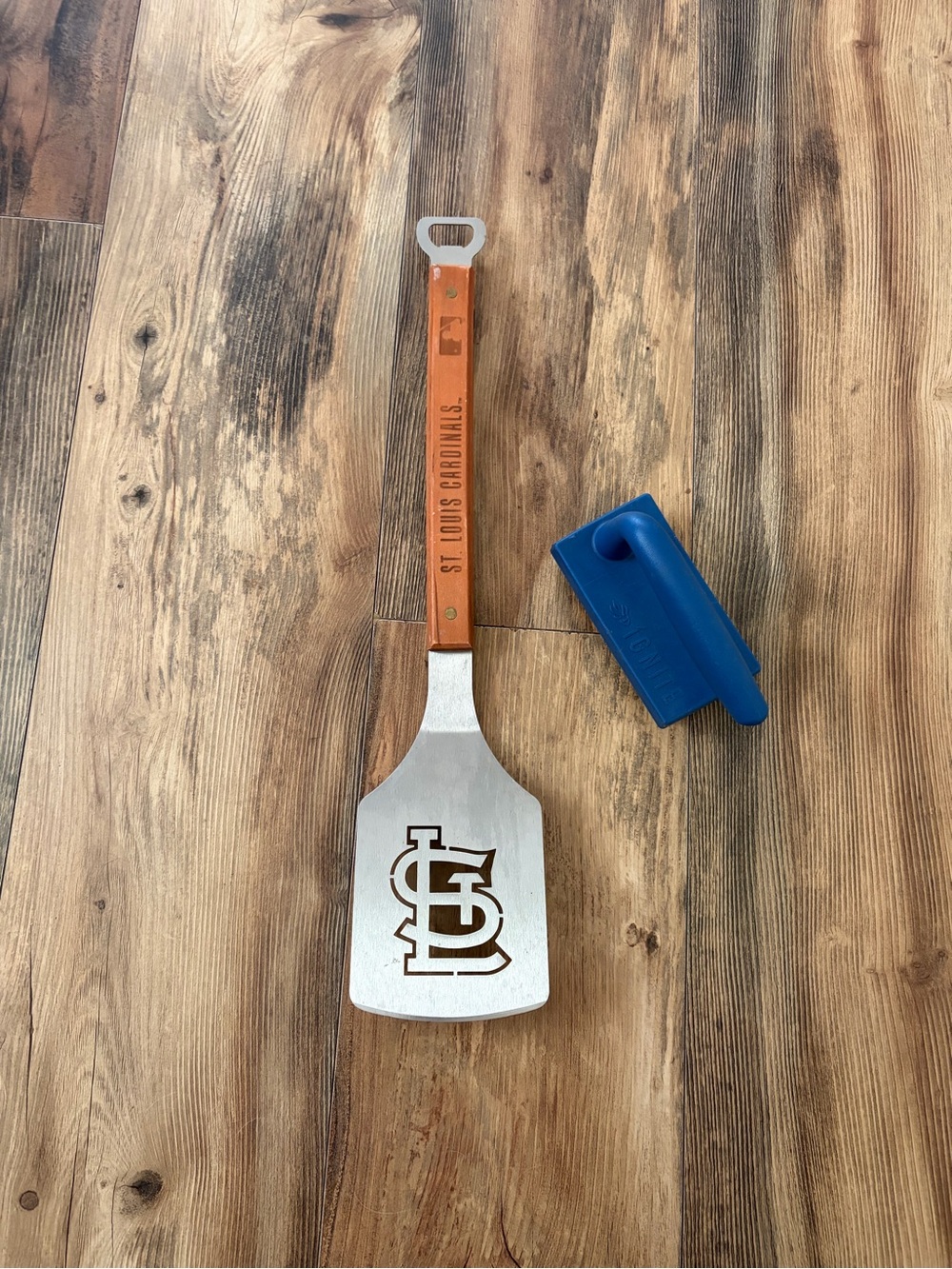 St. Louis Cardinals Orange Handle Stainless BBQ Spatula with Bottle Opener